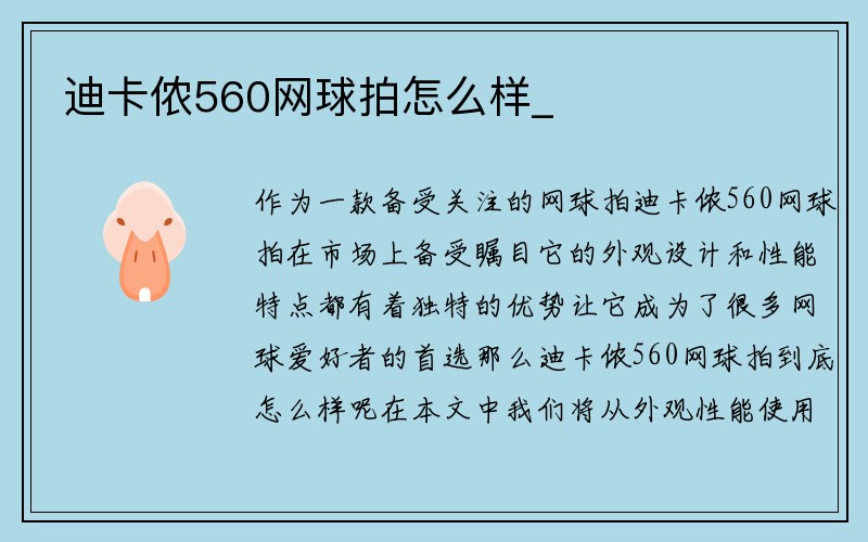 迪卡侬560网球拍怎么样_