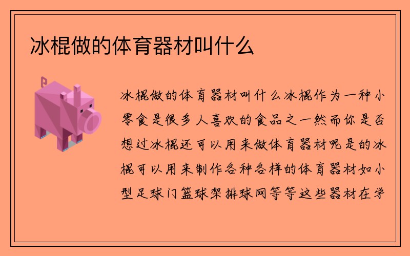 冰棍做的体育器材叫什么