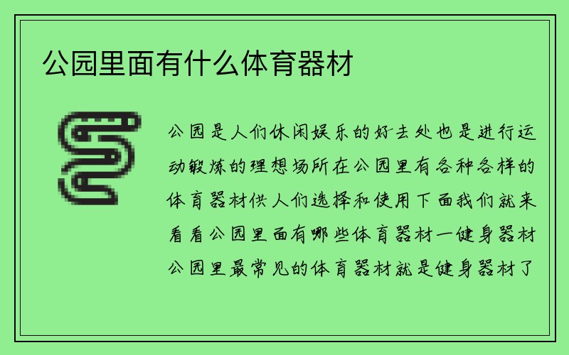 公园里面有什么体育器材