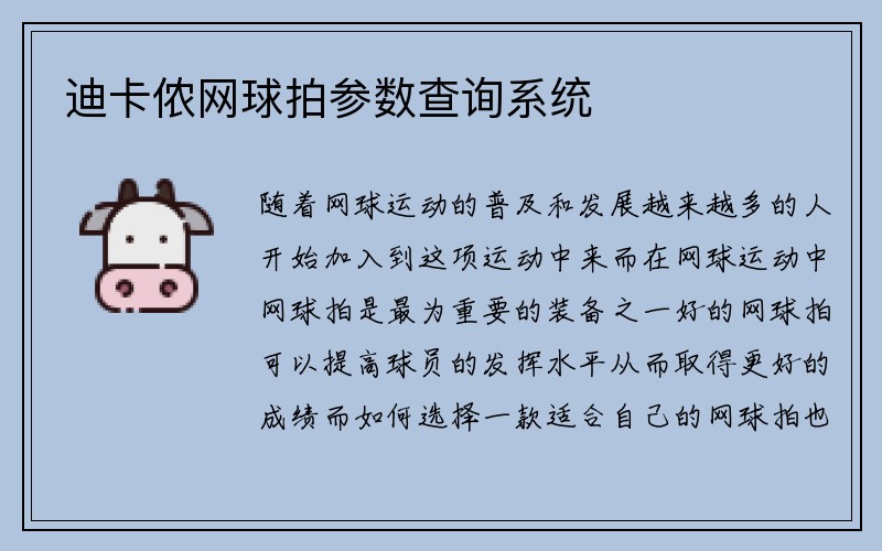 迪卡侬网球拍参数查询系统